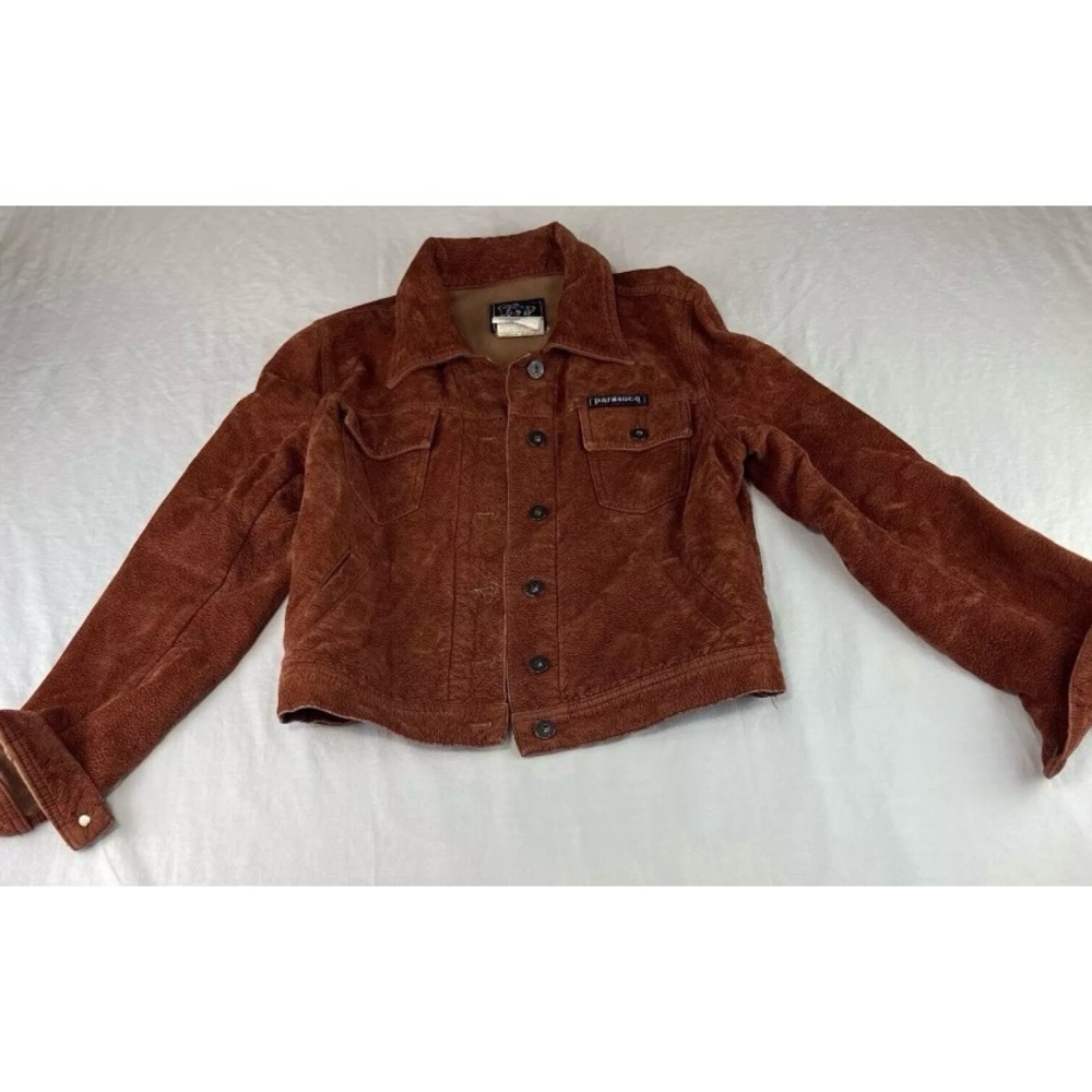Vintage Parassuco Jacket /Women's /Sz S/ Rust/Velvet /Collared/ Button Up/Italy